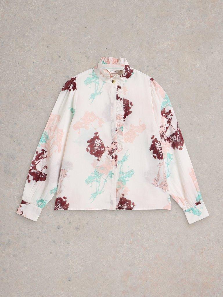 White Stuff Pauline Frill Neck Top-White finn