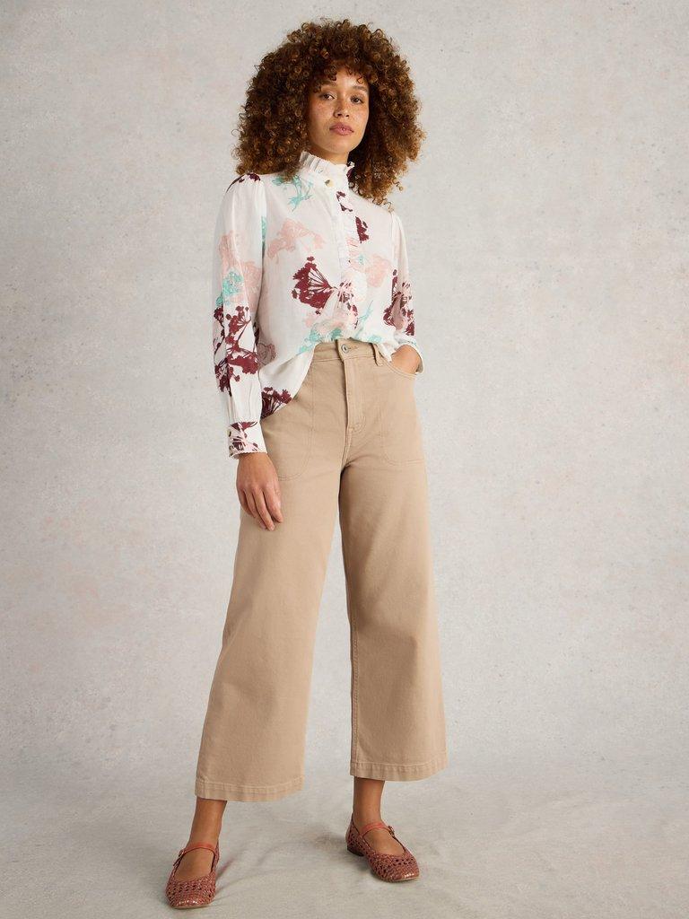 White Stuff Pauline Frill Neck Top-White finn