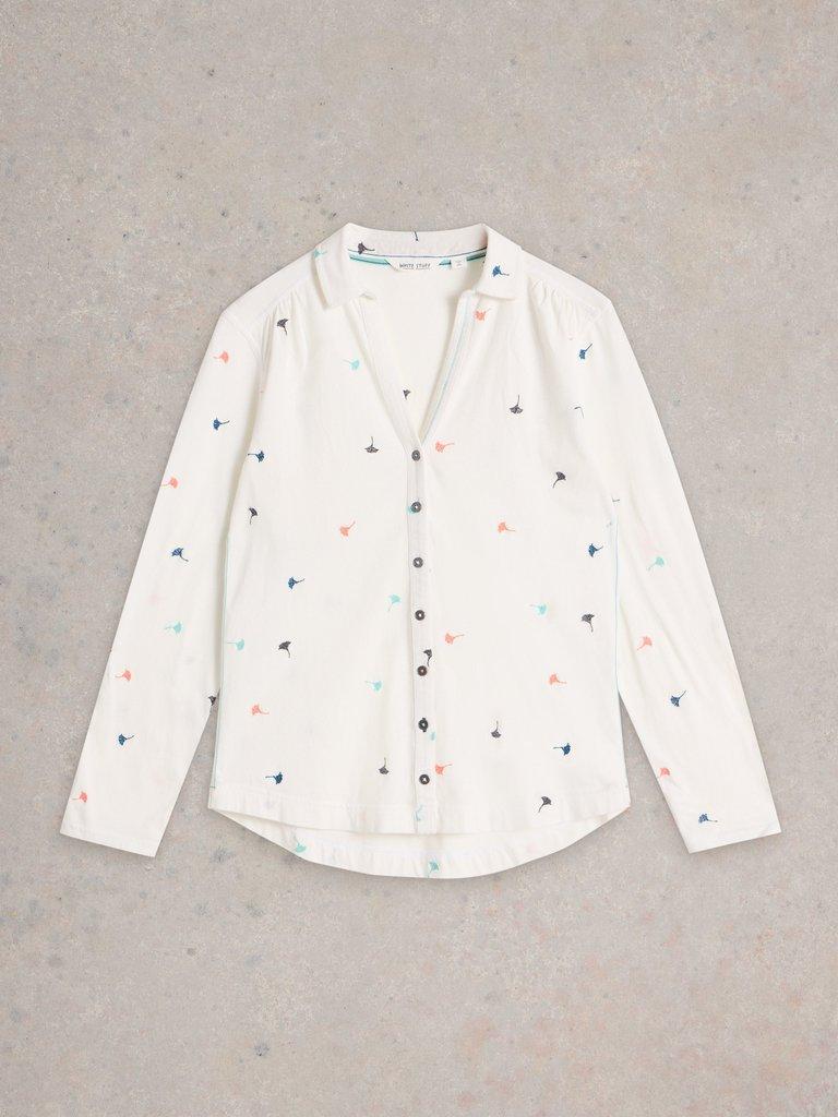 White Stuff Annie Embroidered Jersey Shirt-White finn
