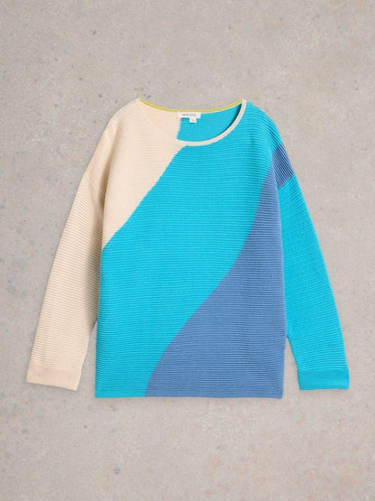 Jana Abstract Jumper in Bright Blue-White finn