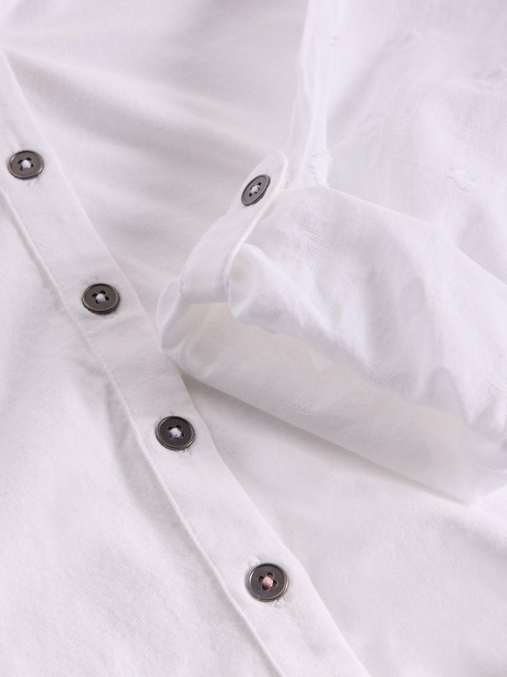 White Stuff Annie Mix Jersey Collared Shirt Pale Ivory