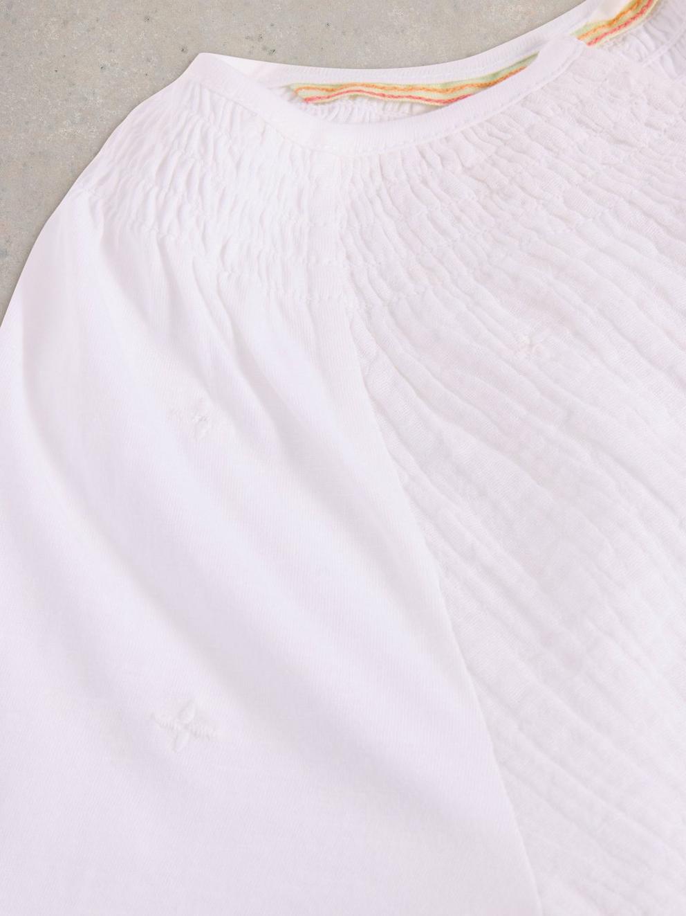White Stuff Luella Notch Neck Emb Top-White finn