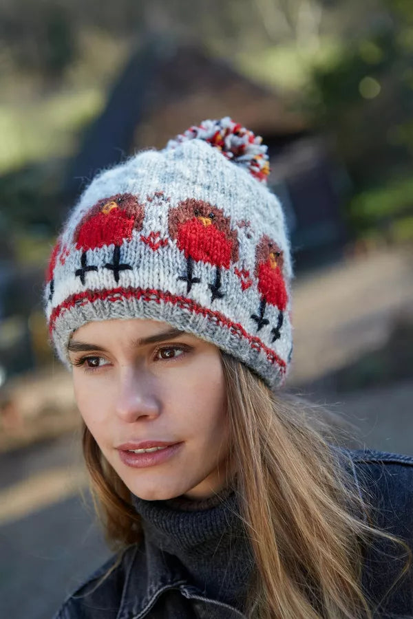 Pachamama Robin Bobble Beanie-Accessories-White finn