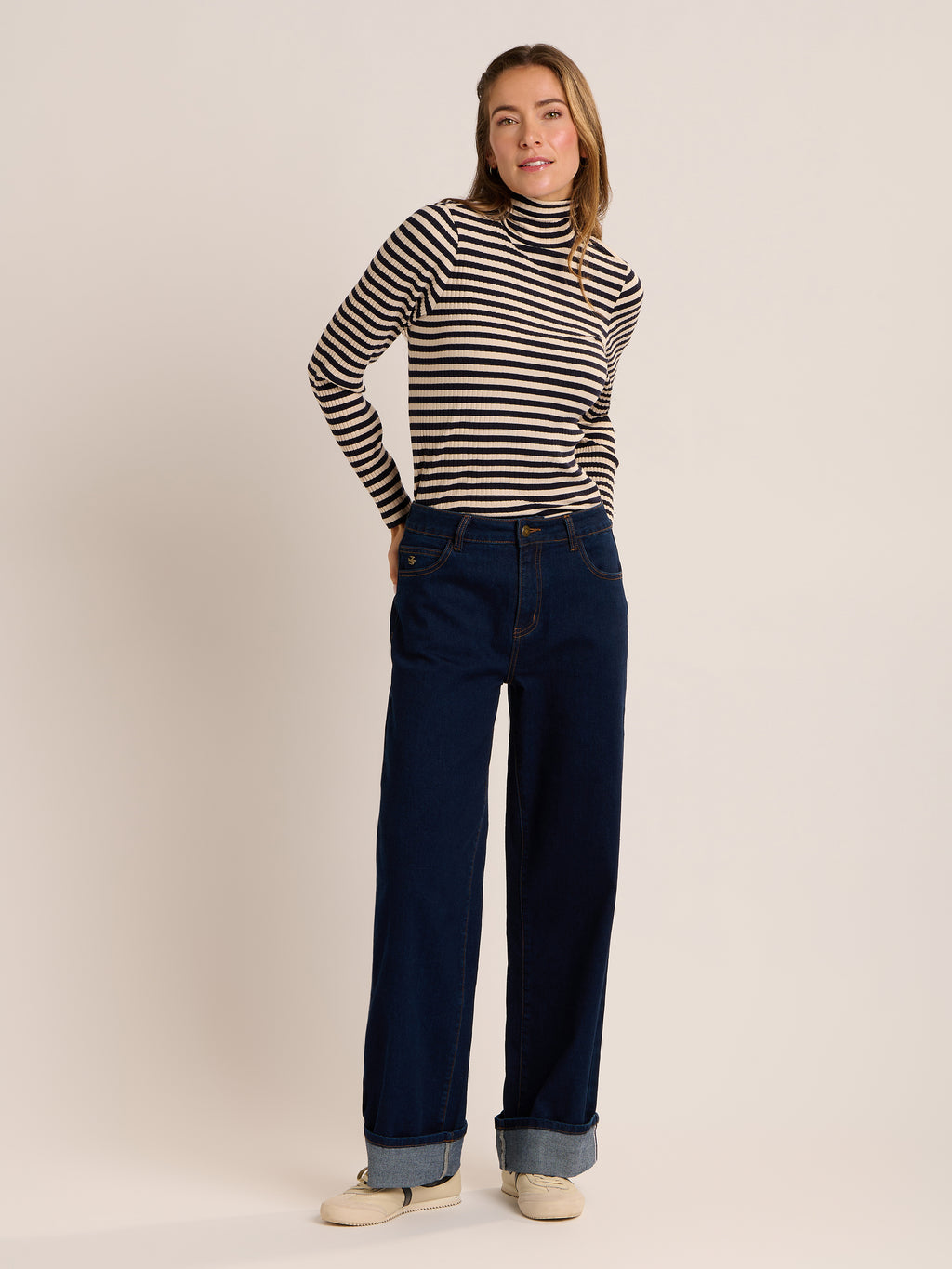 Brakeburn Wide Leg Jeans-Brakeburn-White finn