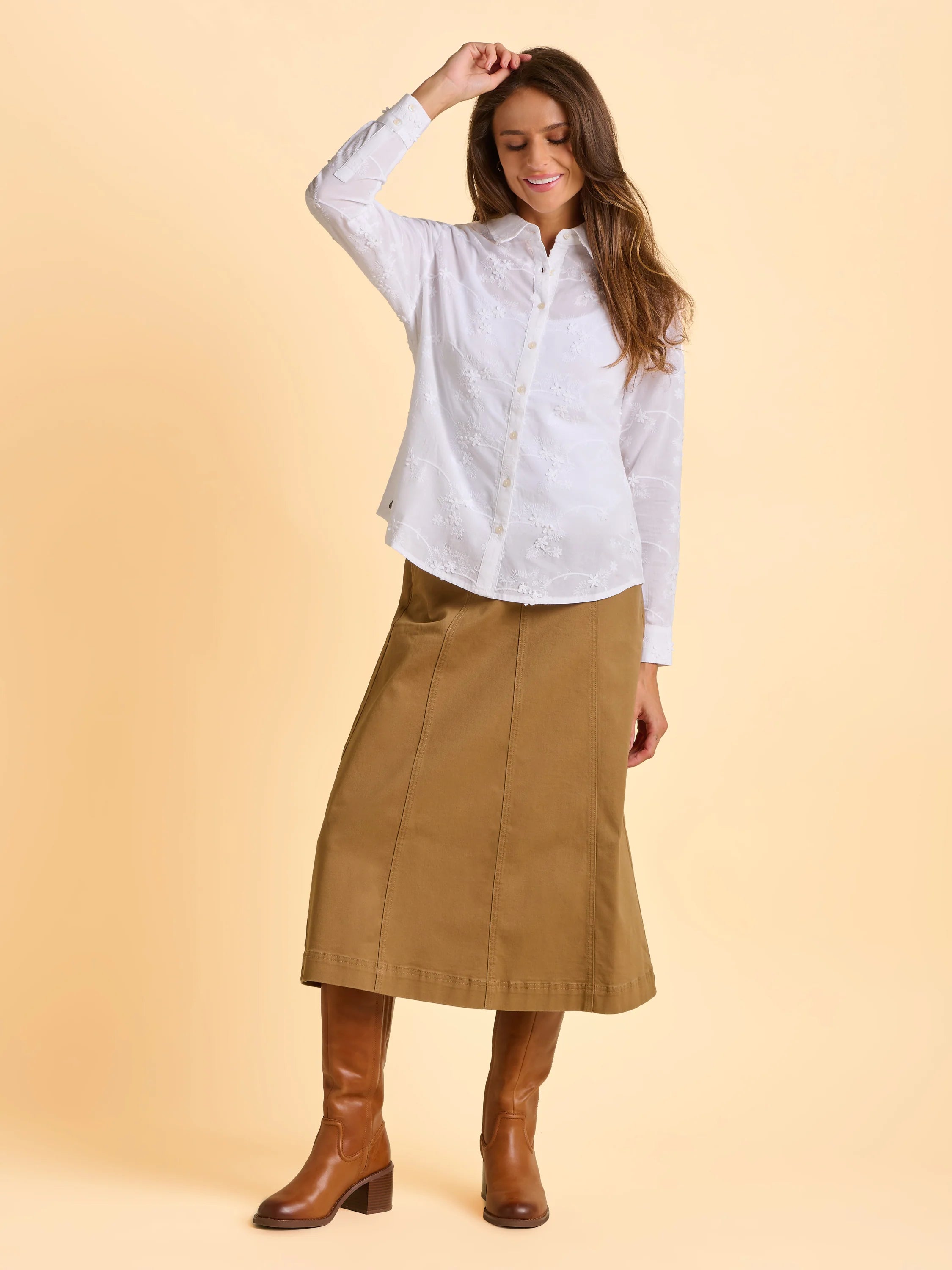 Brakeburn Flora Blouse-Shirts & Tops-White finn