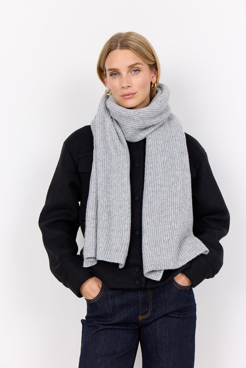 Soya Concept Frauke 5 Knitted Scarf-White finn