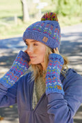 Pachamama Andorra Bobble Beanie Bluebell-Accessories-White finn