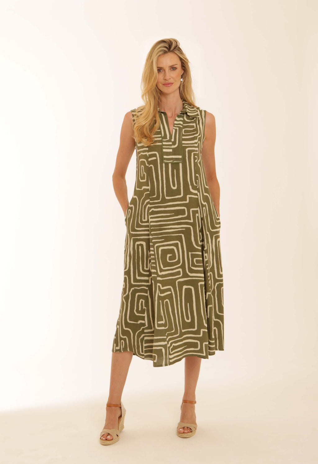 Pomodoro Graphic Long Dress-Pomodoro-White finn