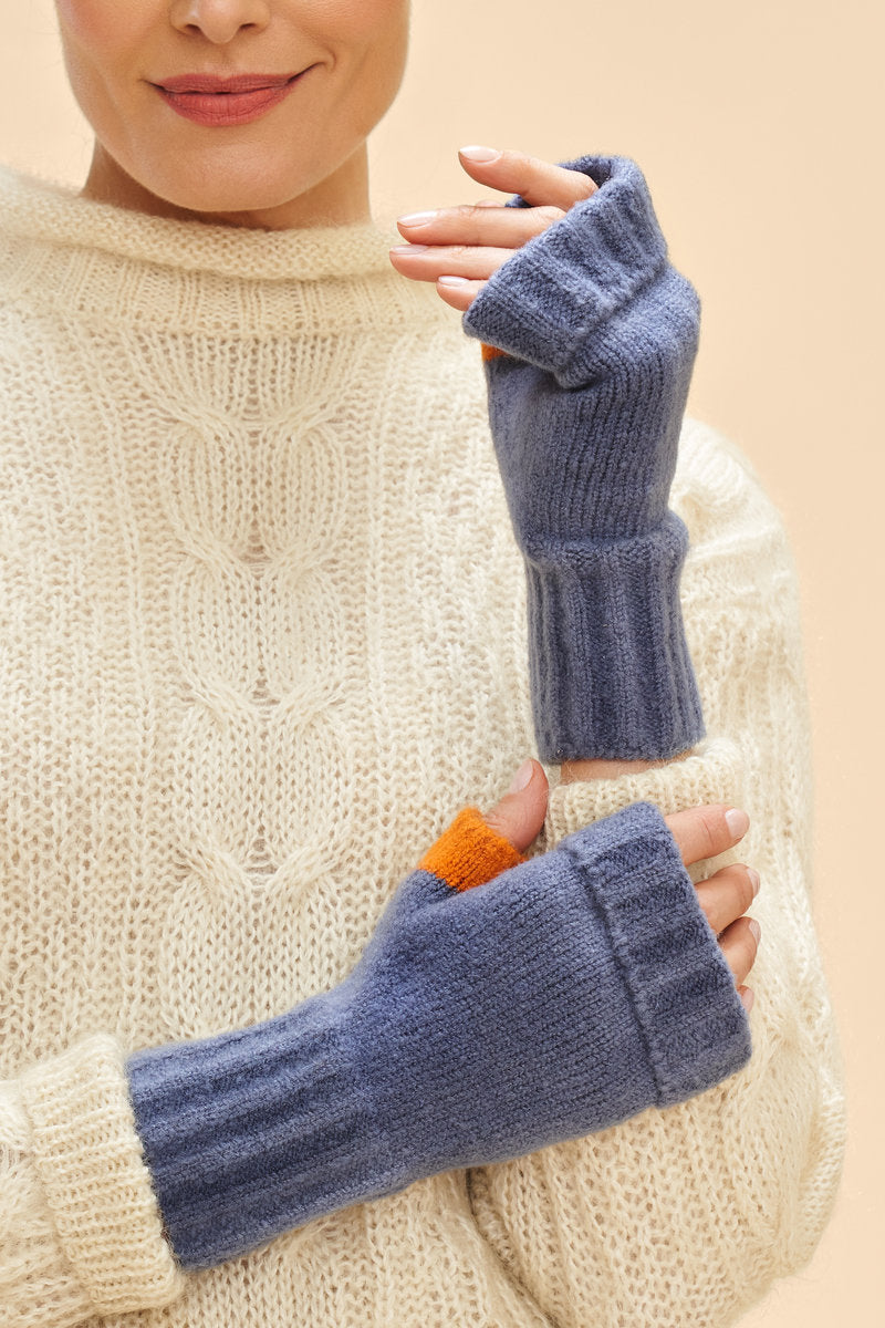 Cassia Wrist Warmers - Denim