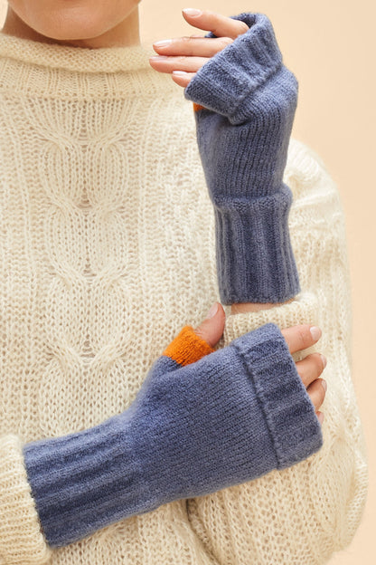 Cassia Wrist Warmers - Denim