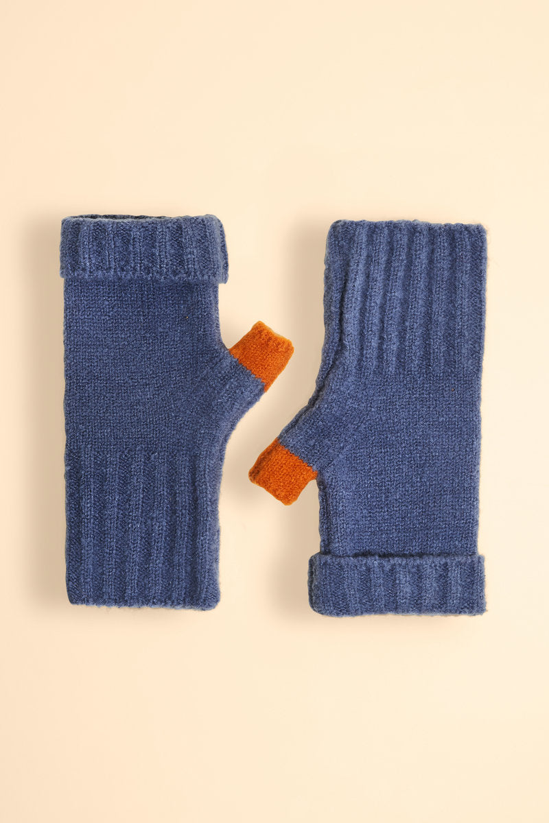 Cassia Wrist Warmers - Denim