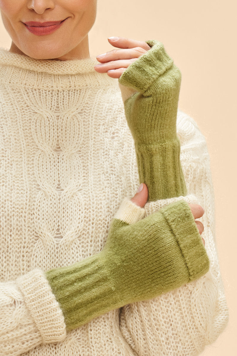 Cassia Wrist Warmers - Sage