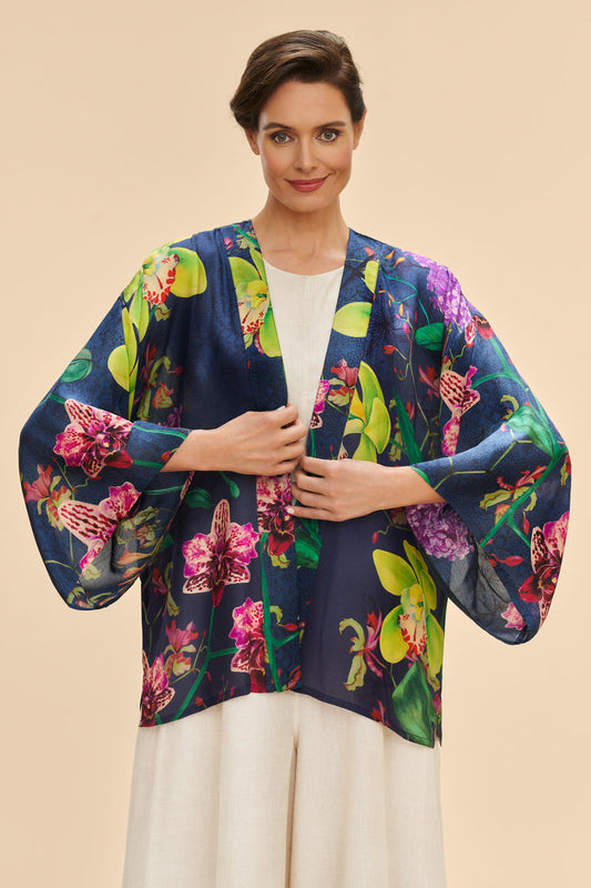 Exotic Evening in Ink Kimono Jacket