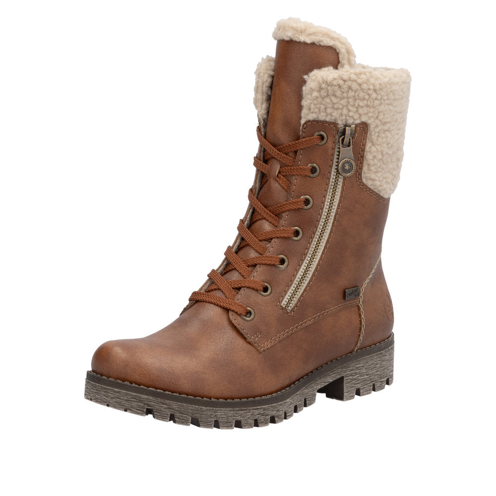 Rieker Faux Fur Lined Tan Boot 78522-Footwear-White finn