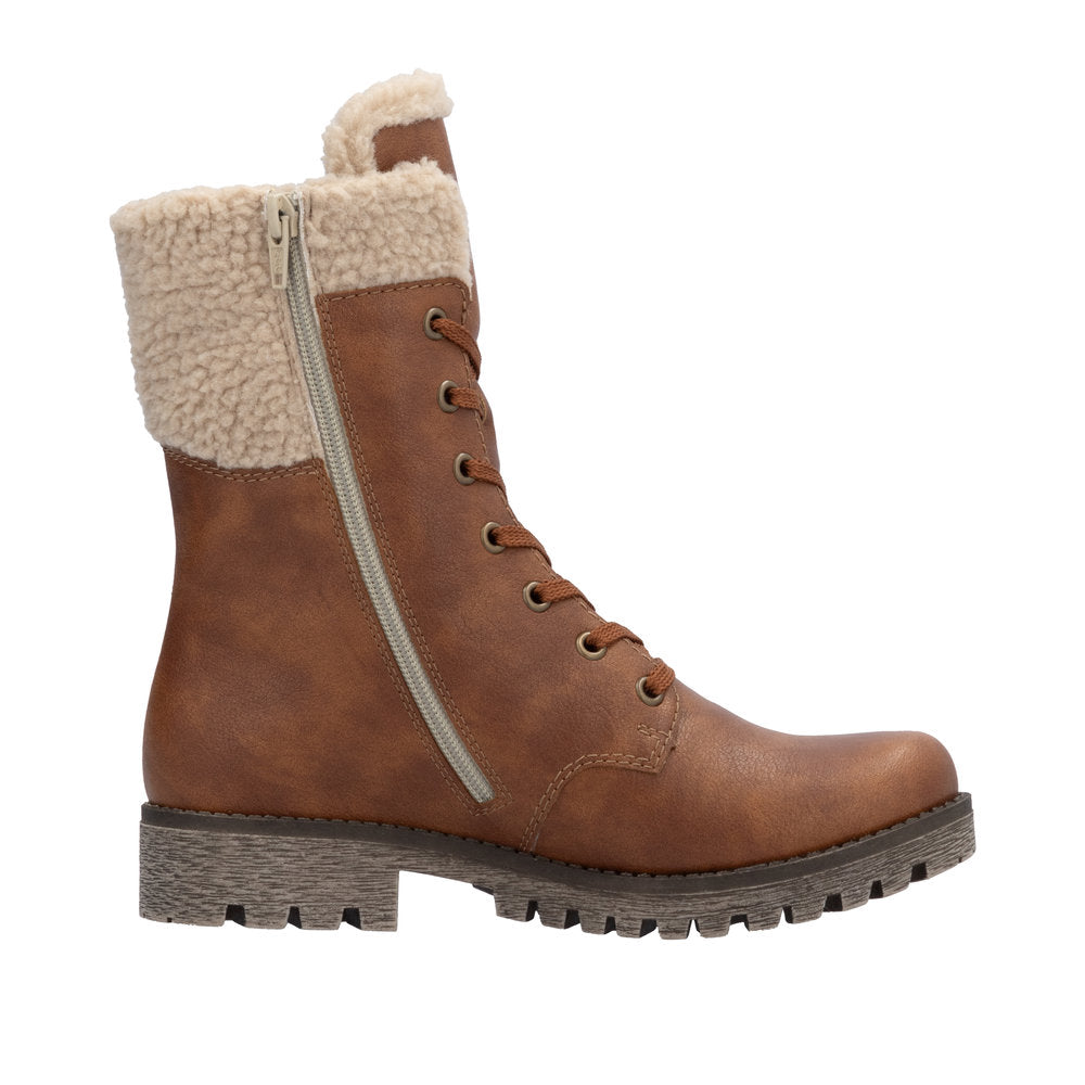 Rieker Faux Fur Lined Tan Boot 78522-Footwear-White finn
