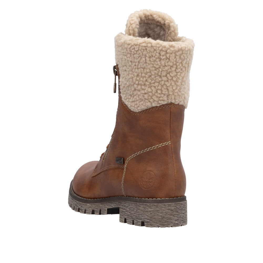 Rieker Faux Fur Lined Tan Boot 78522-Footwear-White finn
