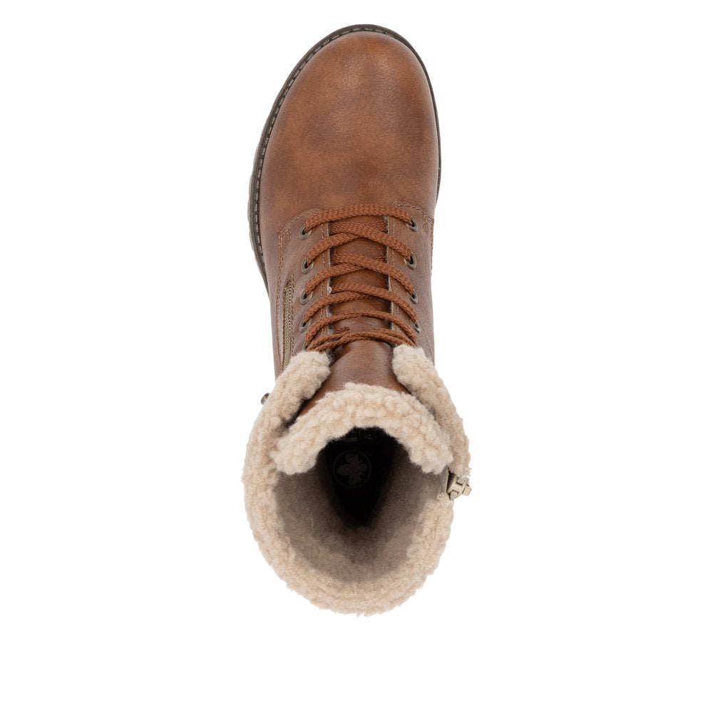 Rieker Faux Fur Lined Tan Boot 78522-Footwear-White finn