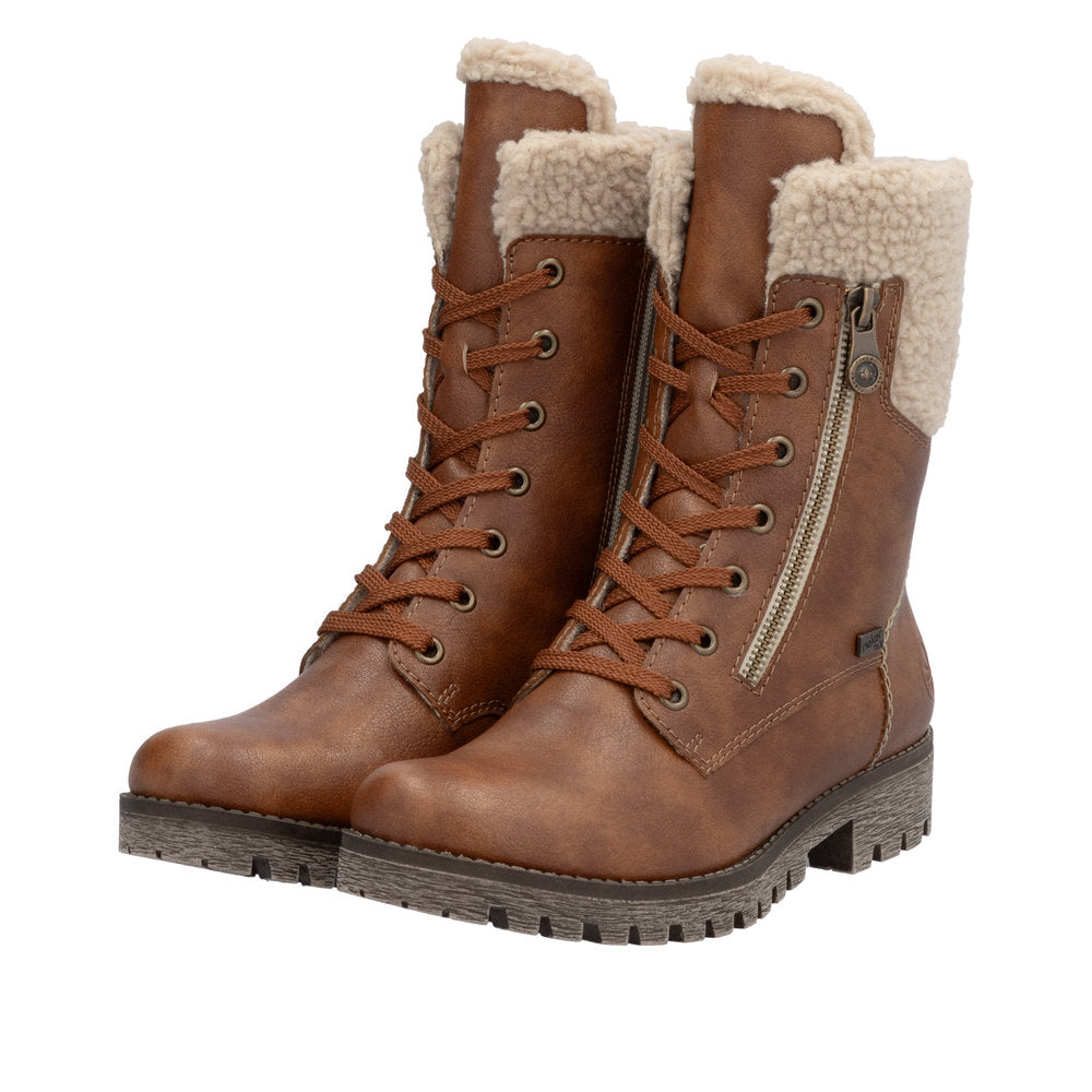 Rieker Faux Fur Lined Tan Boot 78522-Footwear-White finn