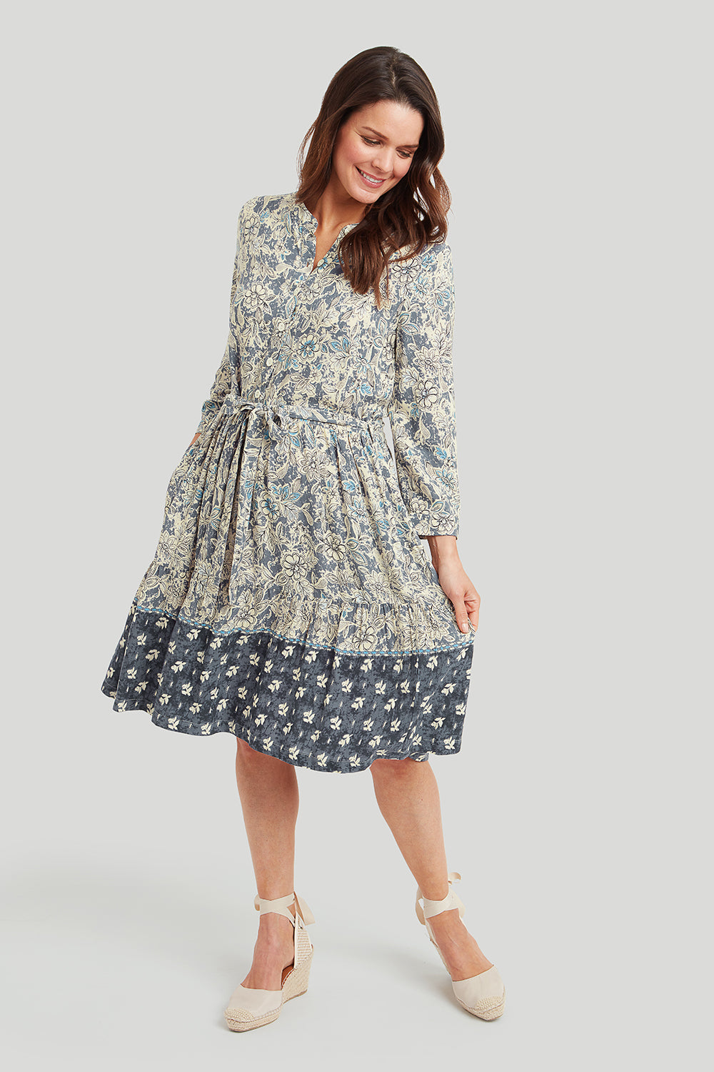 Adini Stacy Dress Woodcut Floral Border print