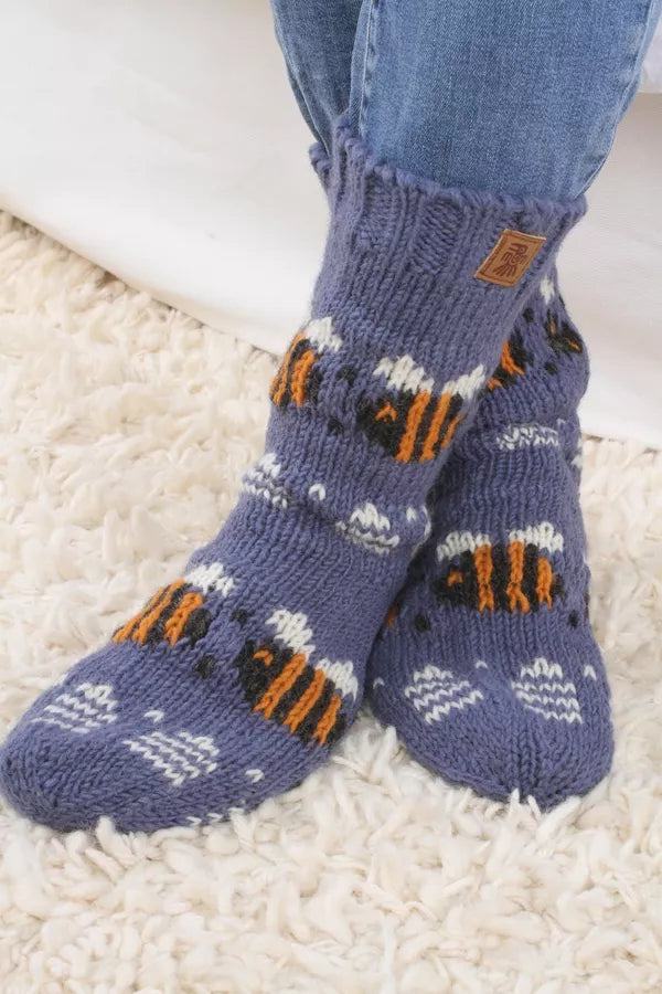 Pachamama- Beehive Sofa Socks Denim-Socks-White finn