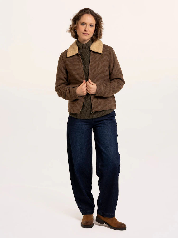 Brakeburn Hemlock Faux Fur Collar Textured Coat