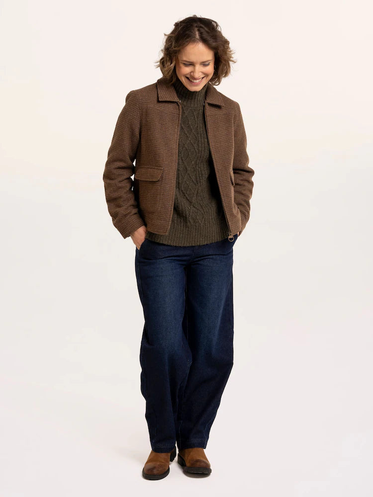 Brakeburn Hemlock Faux Fur Collar Textured Coat