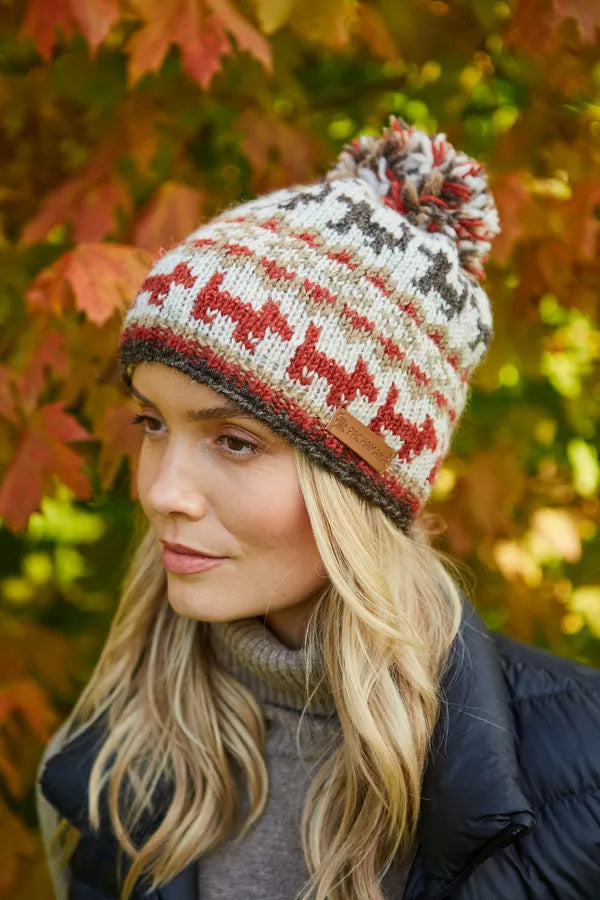 Pachamama Walking The Dog Bobble Beanie-Accessories-White finn