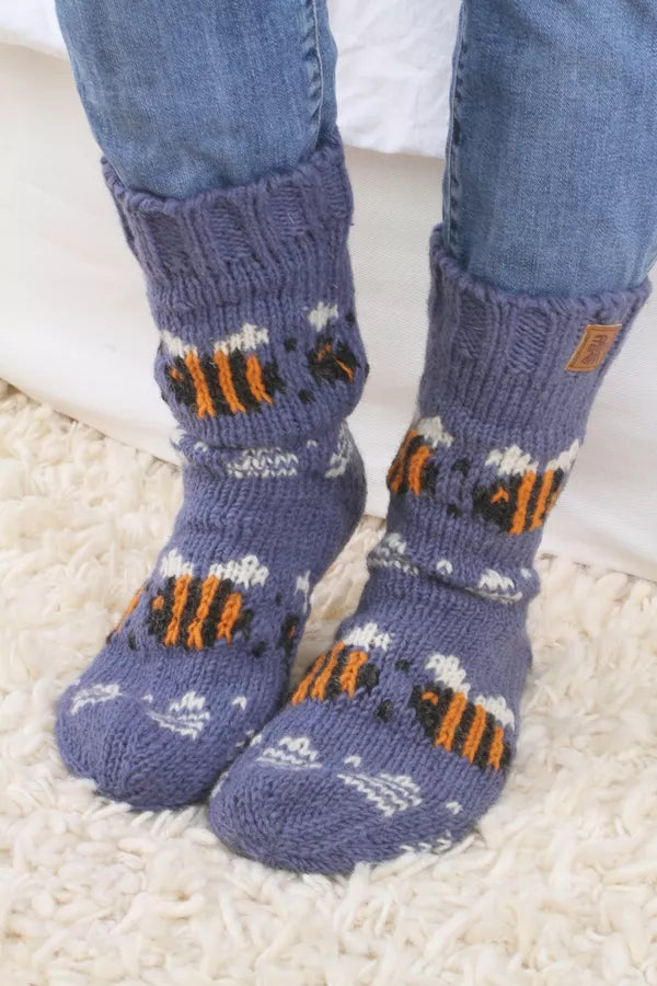 Pachamama- Beehive Sofa Socks Denim-Socks-White finn