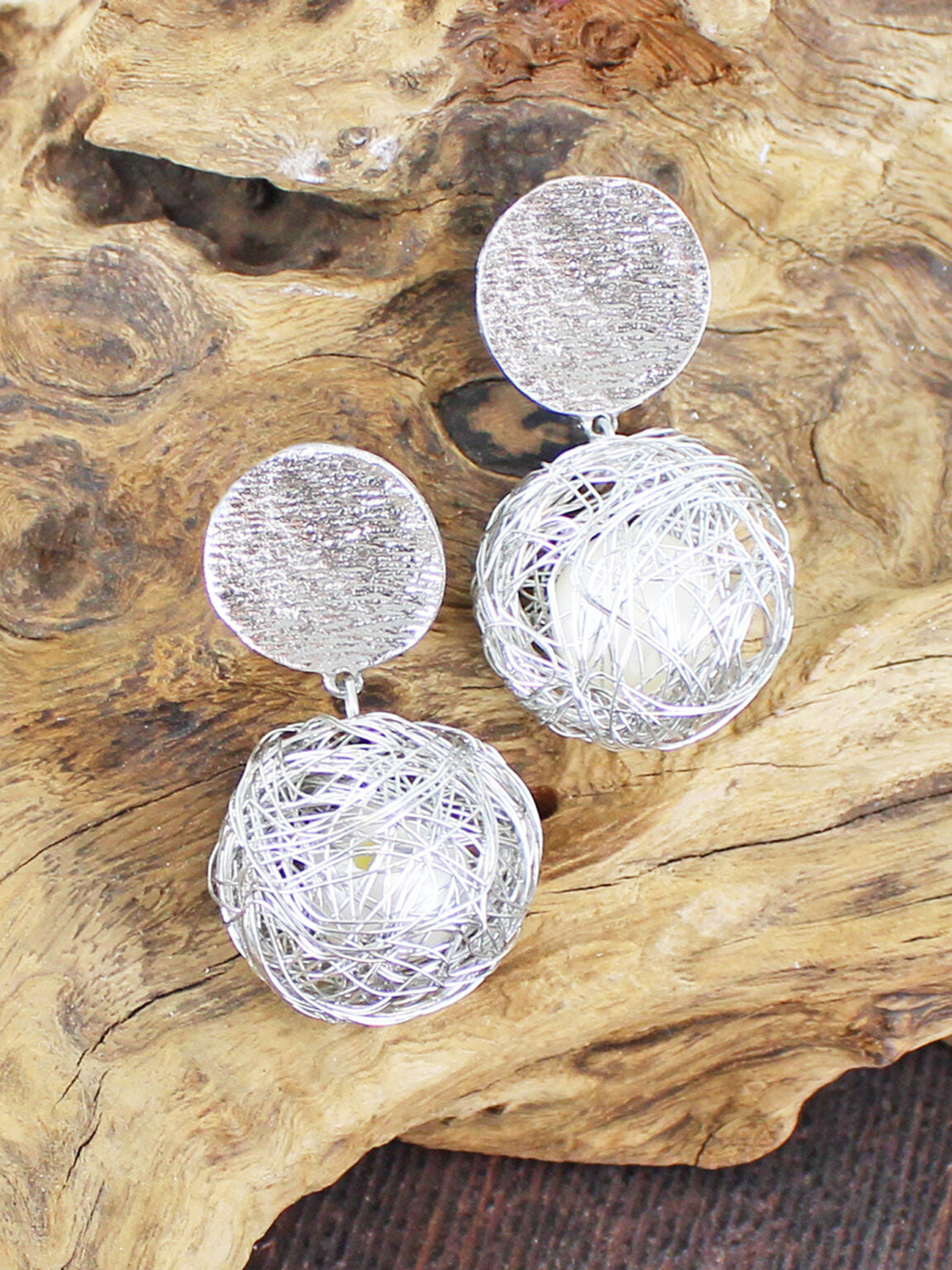 Suzie Blue Mesh Ball Earrings AR1502-Earrings-White finn