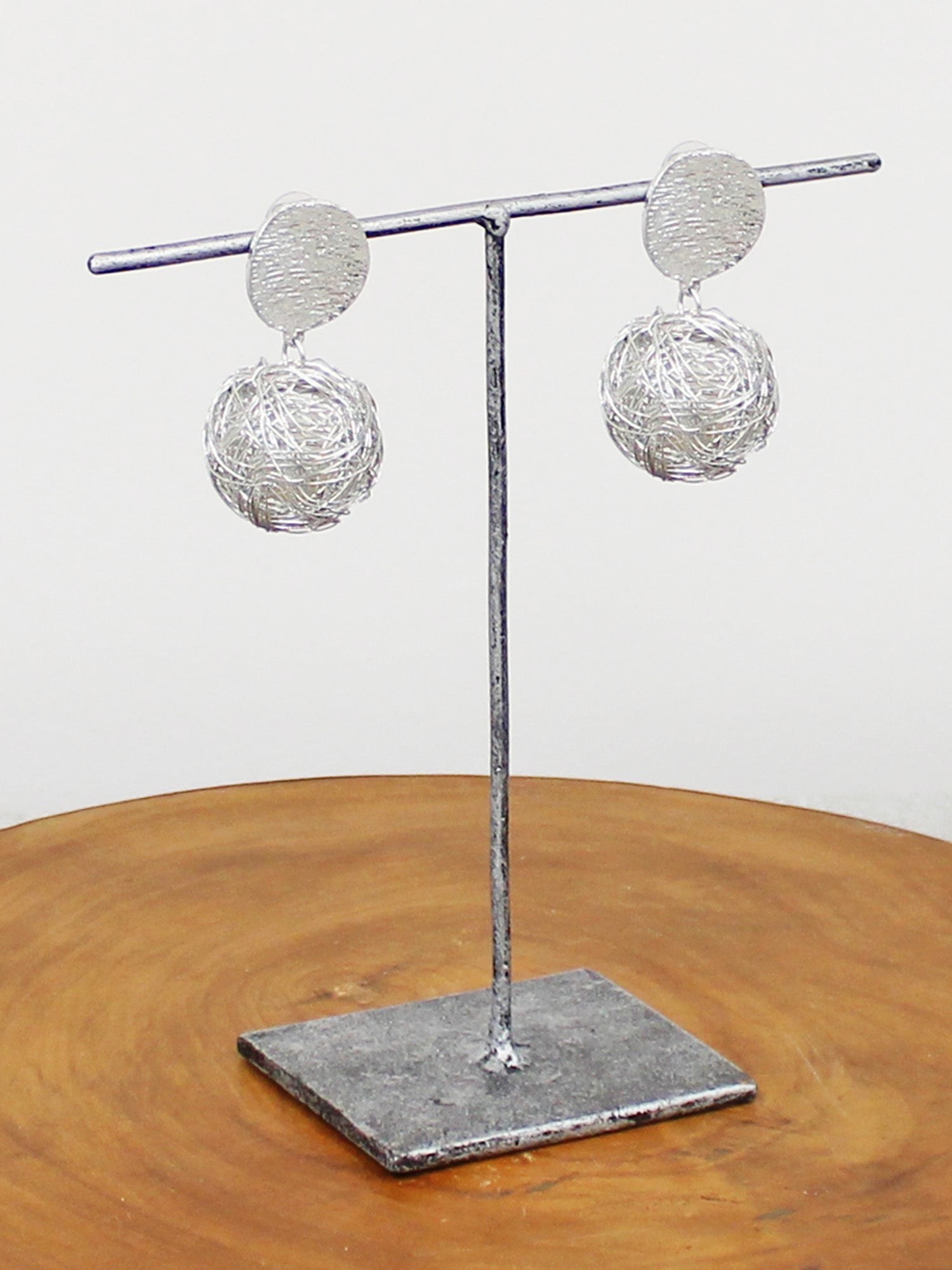 Suzie Blue Mesh Ball Earrings AR1502-Earrings-White finn