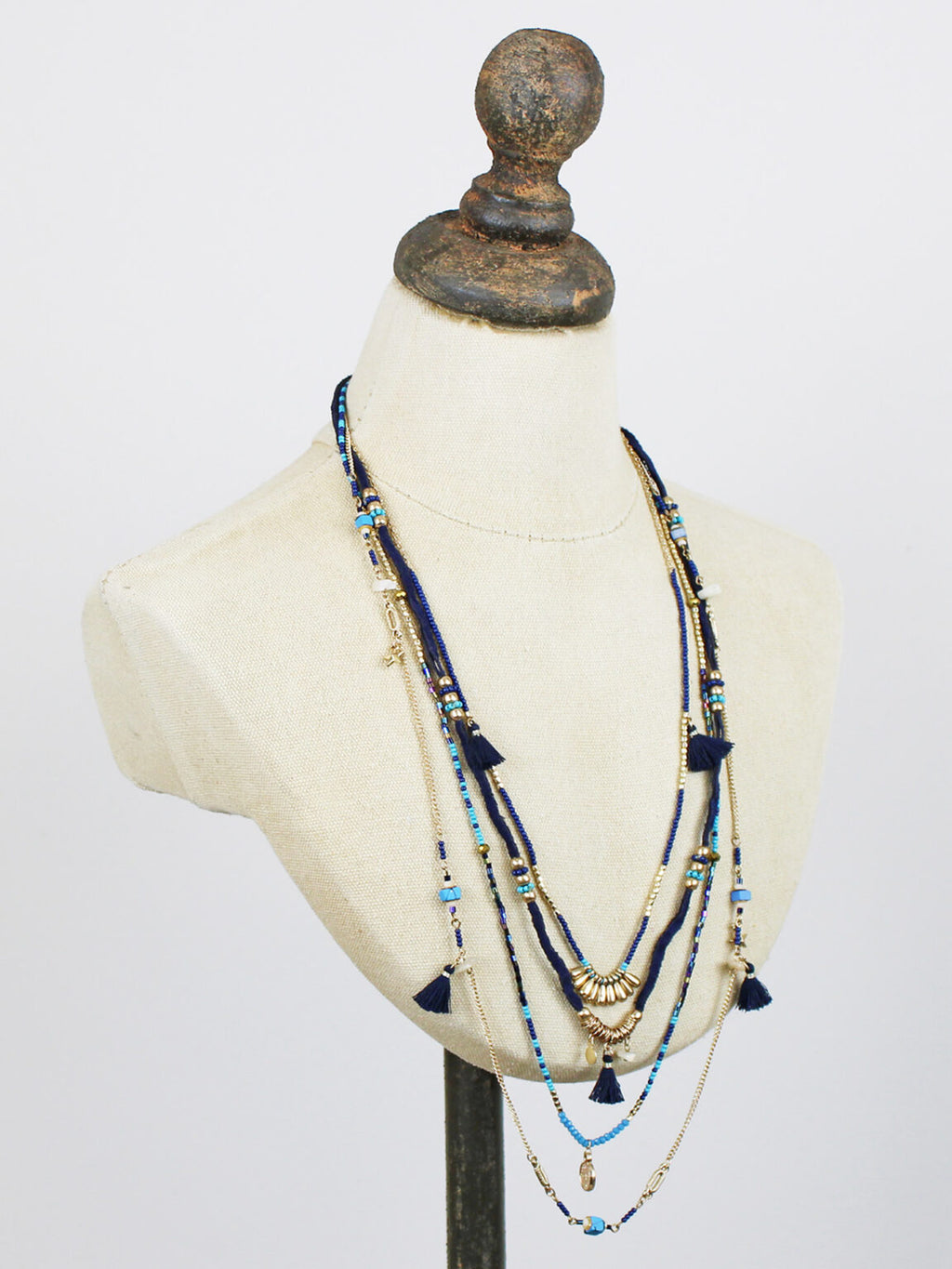 Suzie Blue Four Strand Layered Necklace AY1510