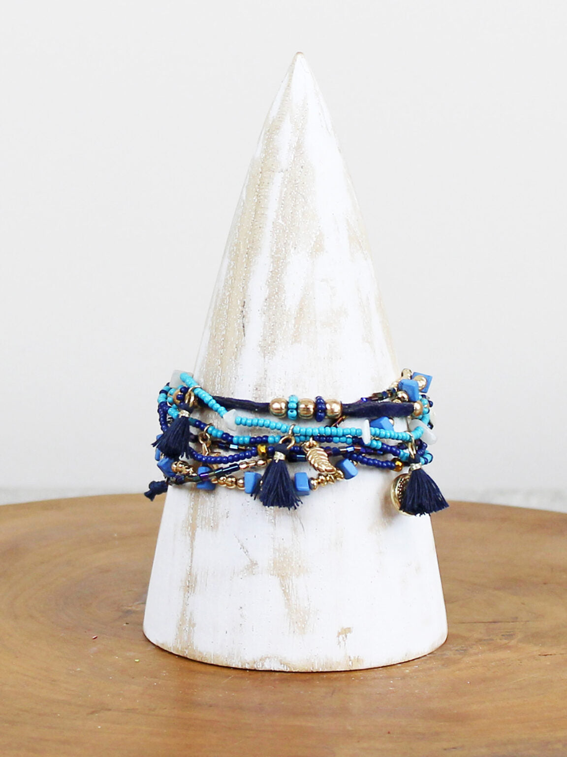 Suzie Blue Adjustable Beaded Bracelet AY1512-Bracelet-White finn