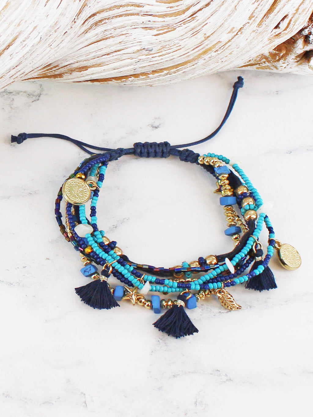 Suzie Blue Adjustable Beaded Bracelet AY1512