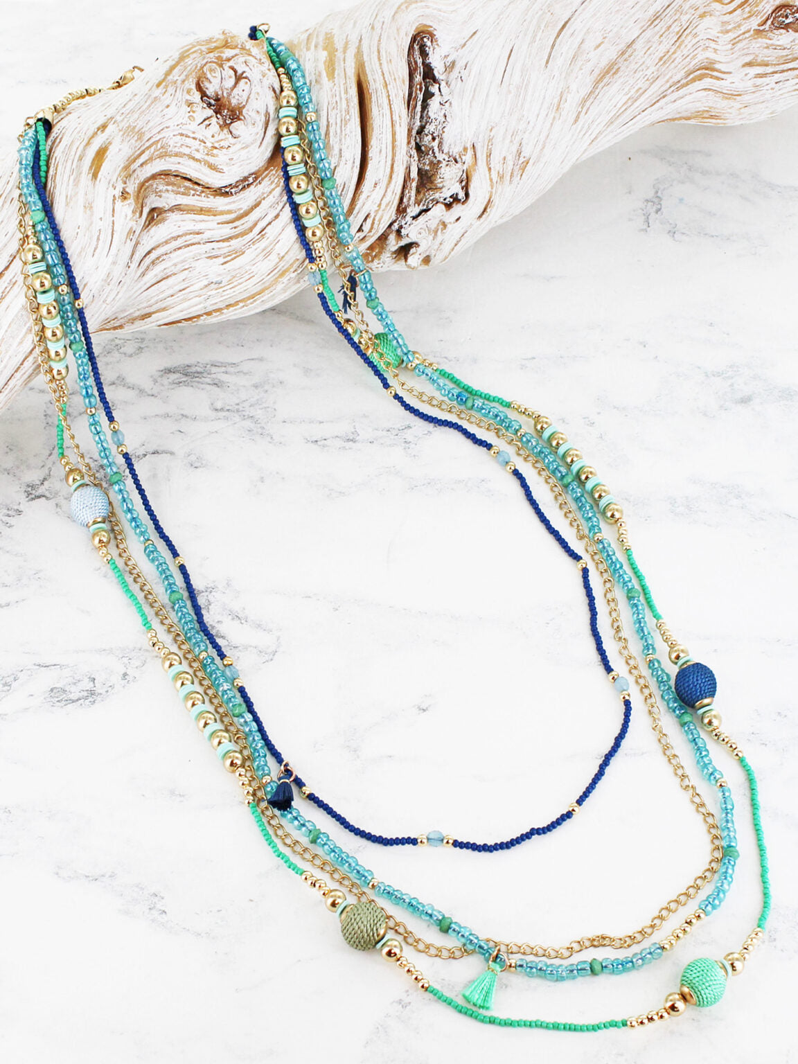 Suzie Blue Four Strand Necklace AY1513-White finn
