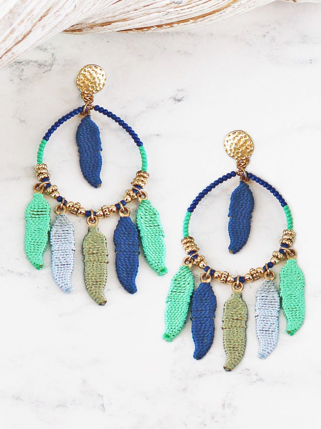 Suzie Blue Beaded Hoop Earring Ay1514