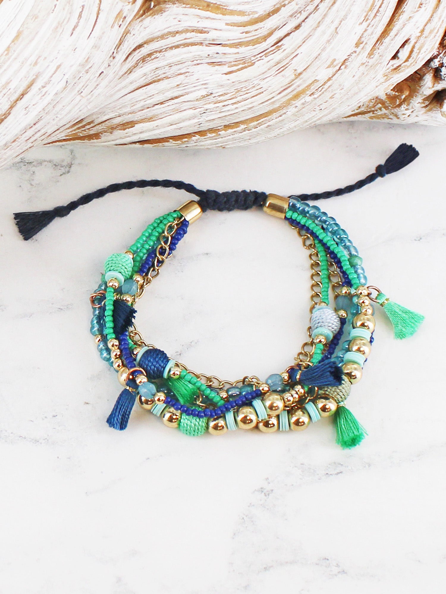Suzie Blue Adjustable Beaded Bracelet AY1515