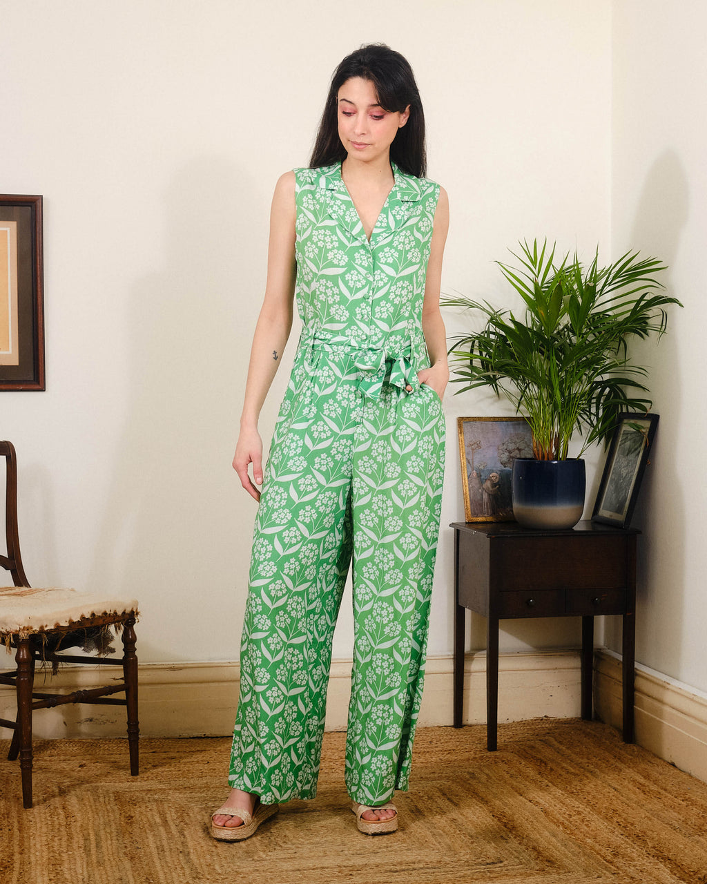 Pretty Vacant Audrey Jumpsuit in Phlox Print-White finn