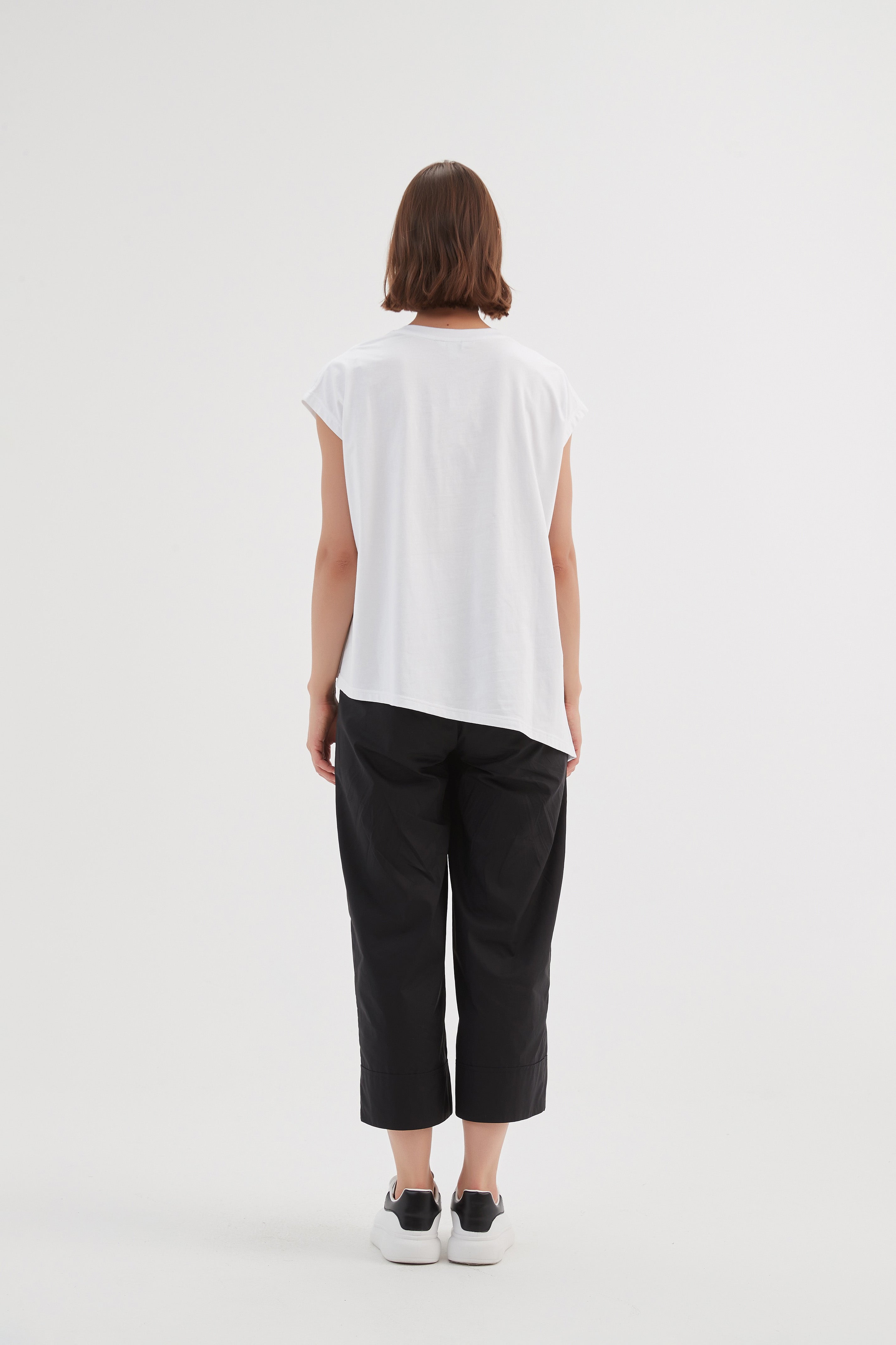 Tirelli Asymmetric Seam Top-Shirts & Tops-White finn