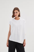 Tirelli Asymmetric Seam Top-Shirts & Tops-White finn