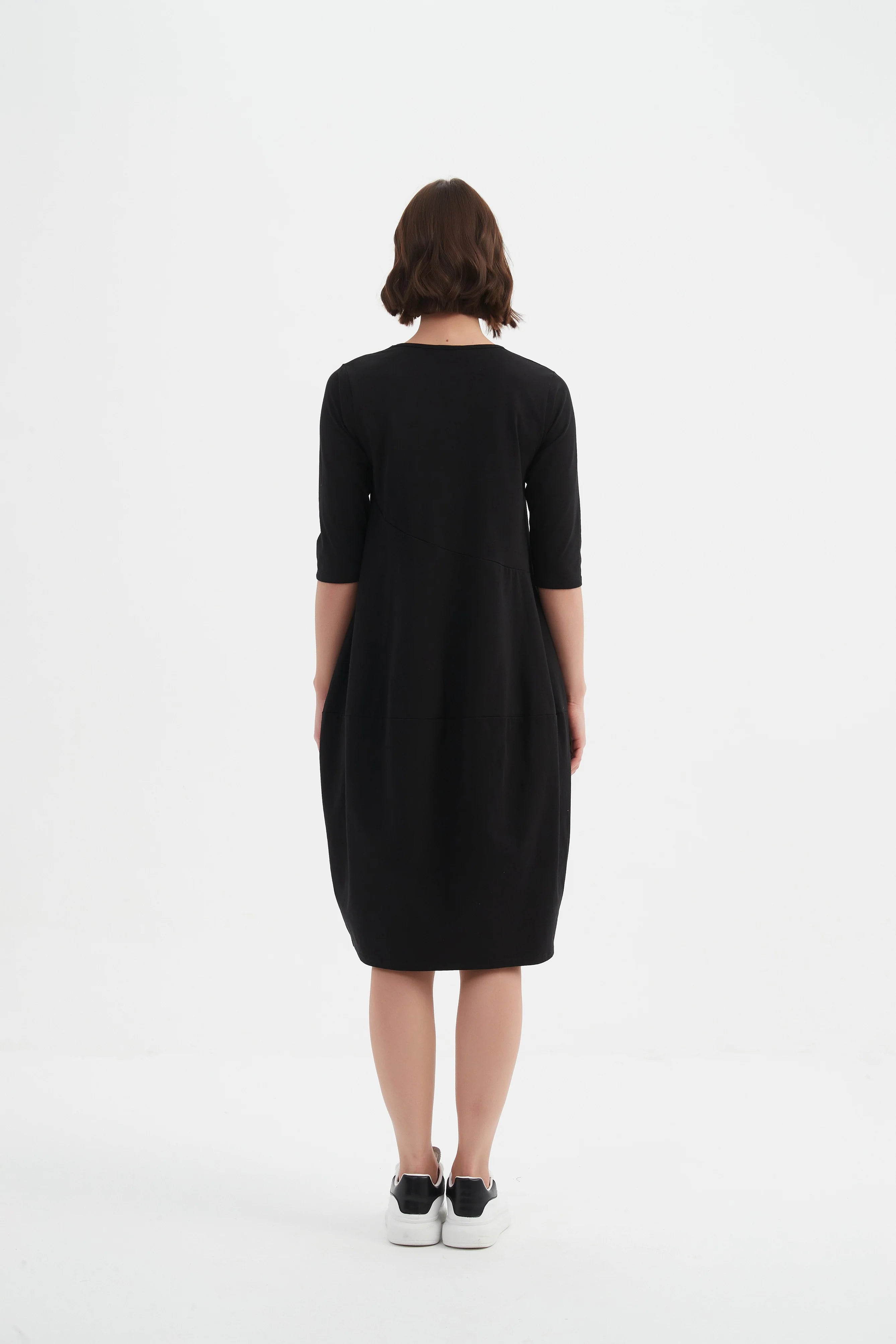 Tirelli Diagonal Seam Winter Dress-Dress-White finn