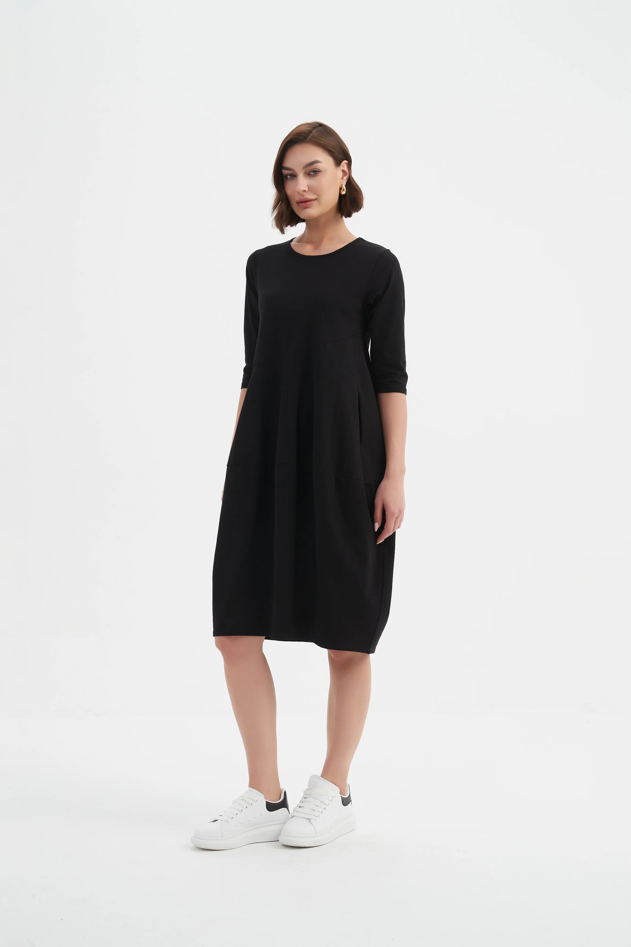 Tirelli Diagonal Seam Winter Dress-Dress-White finn