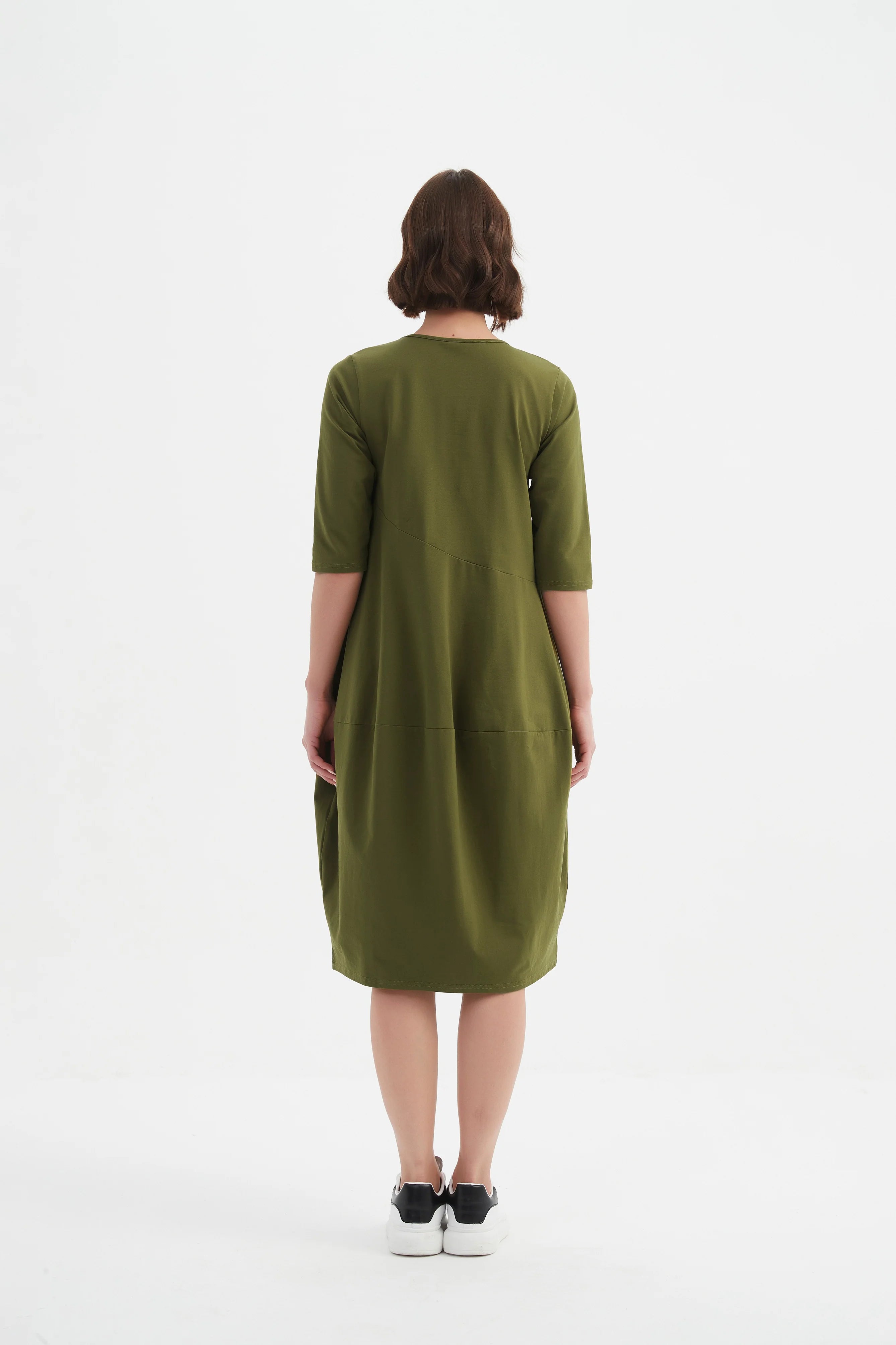 Tirelli Diagonal Seam Winter Dress-Dress-White finn