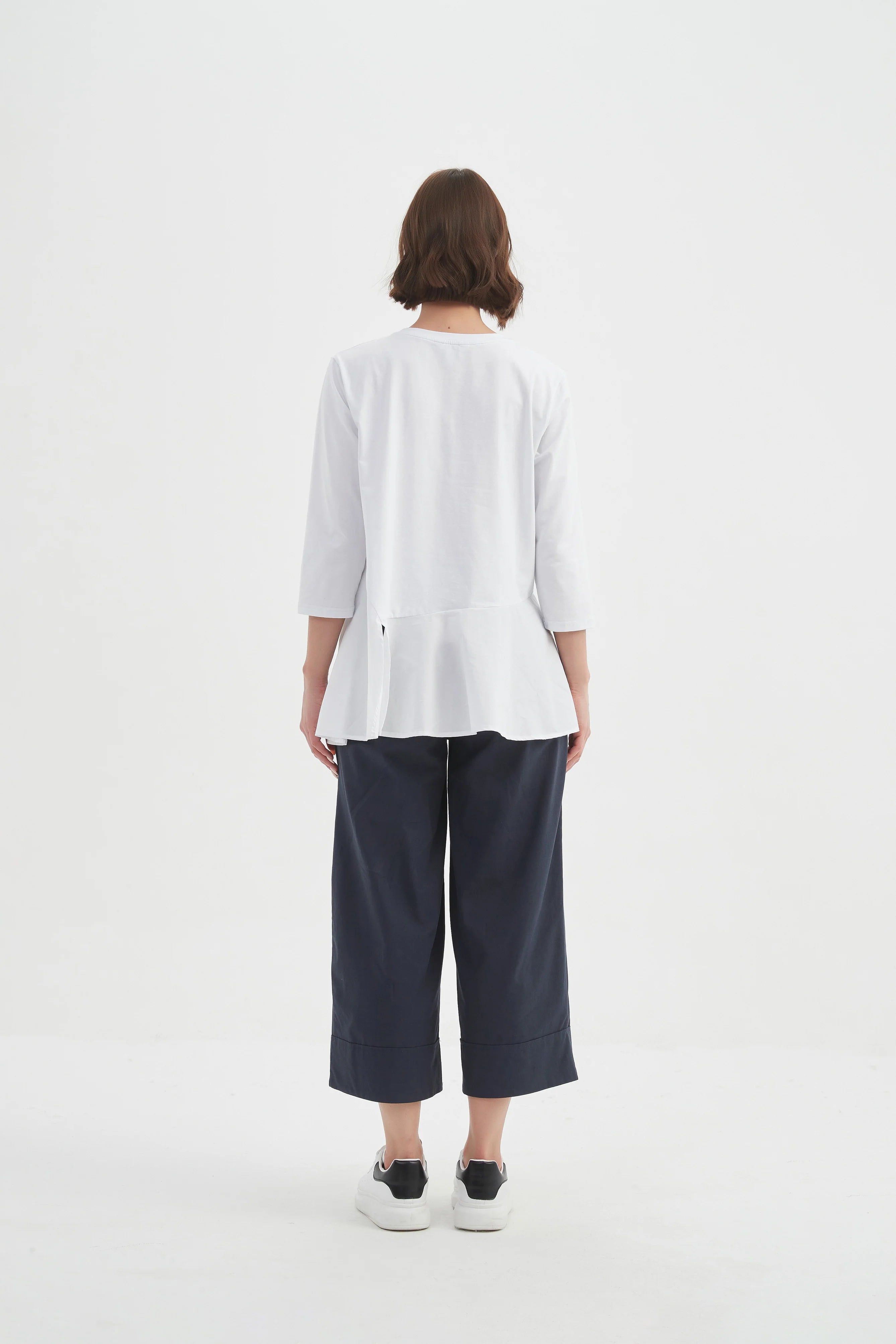 Tirelli Split Hem Combi Top-Tops-White finn