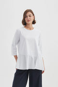 Tirelli Split Hem Combi Top-Tops-White finn