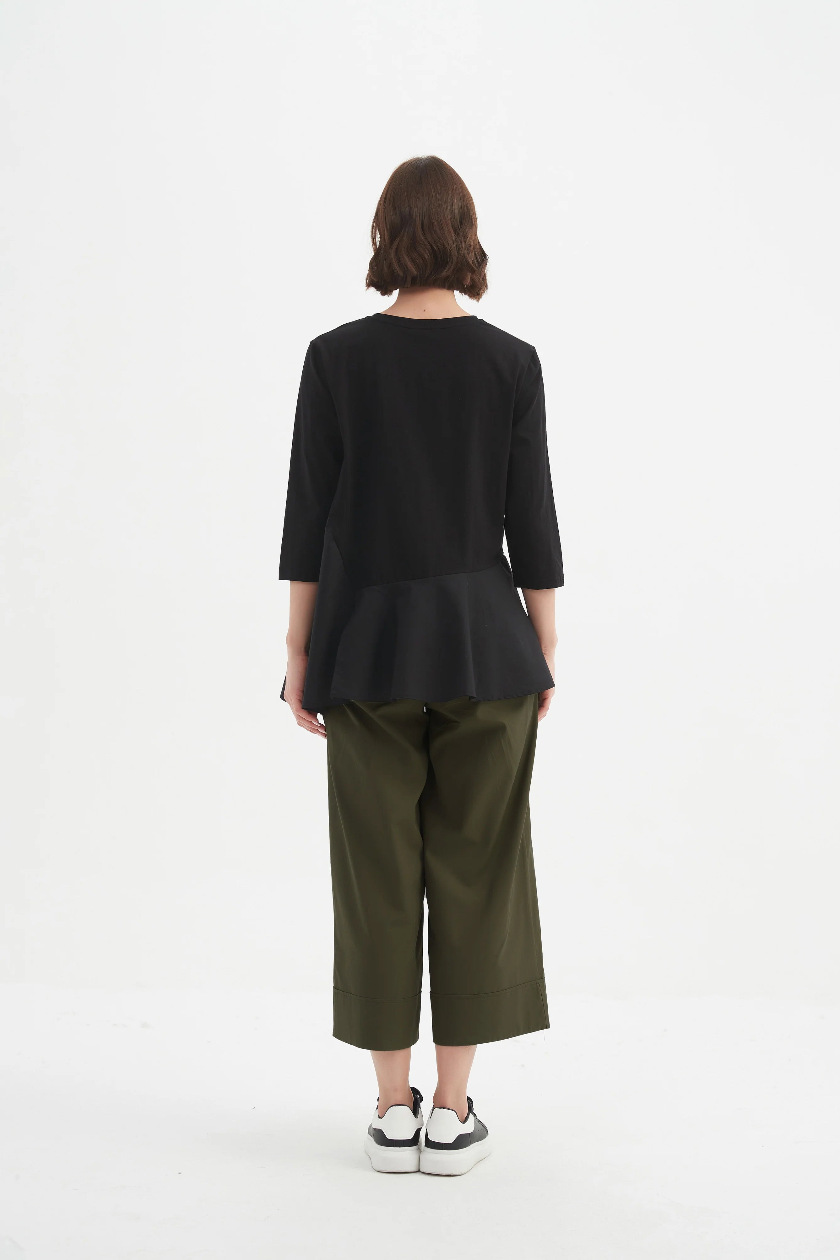 Tirelli Split Hem Combi Top-Tops-White finn