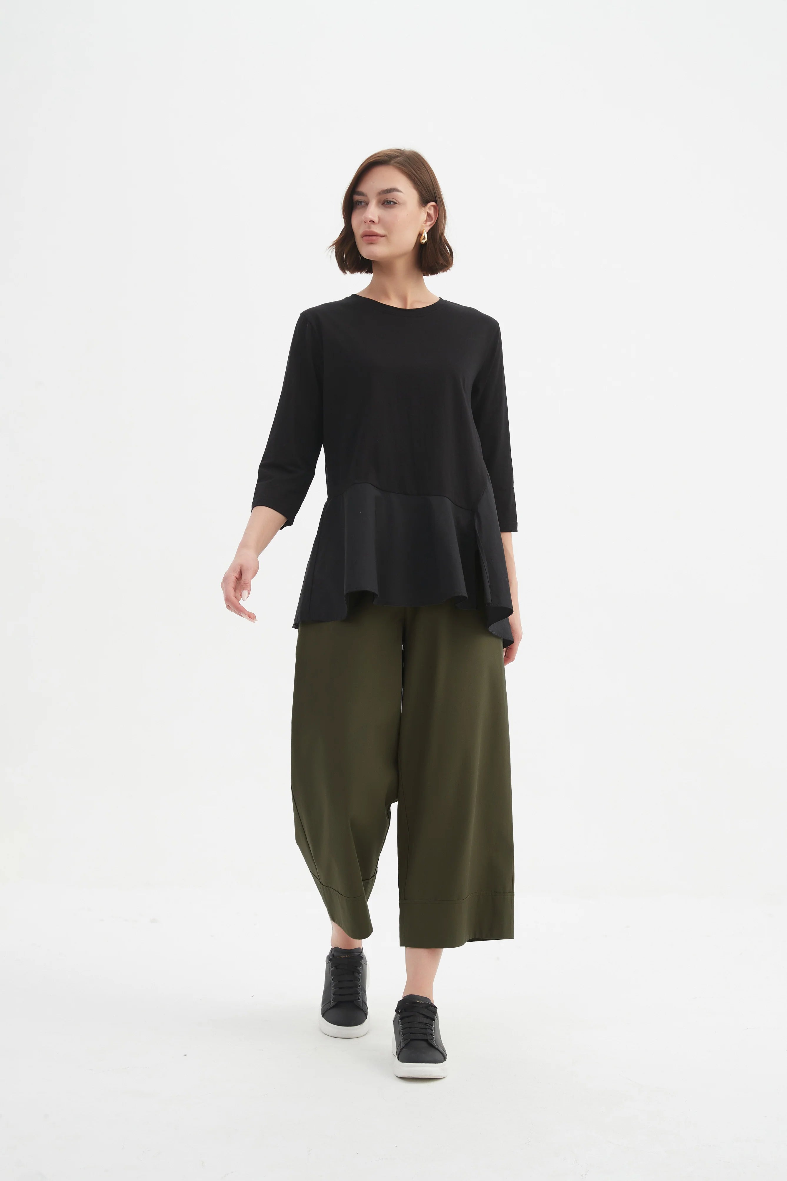 Tirelli Split Hem Combi Top-Tops-White finn
