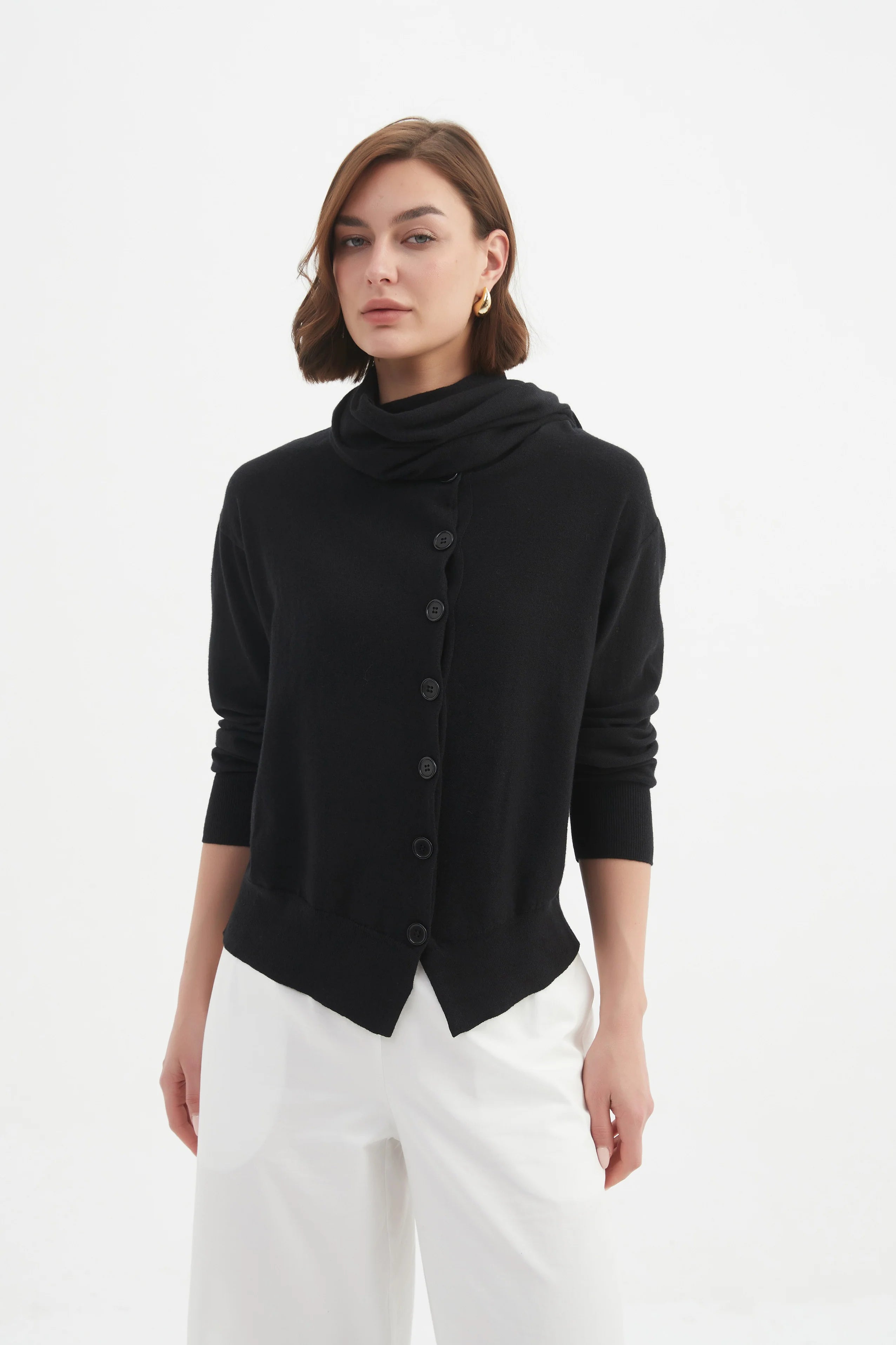 Tirelli Wrap Collar Cardigan-Cardigan-White finn