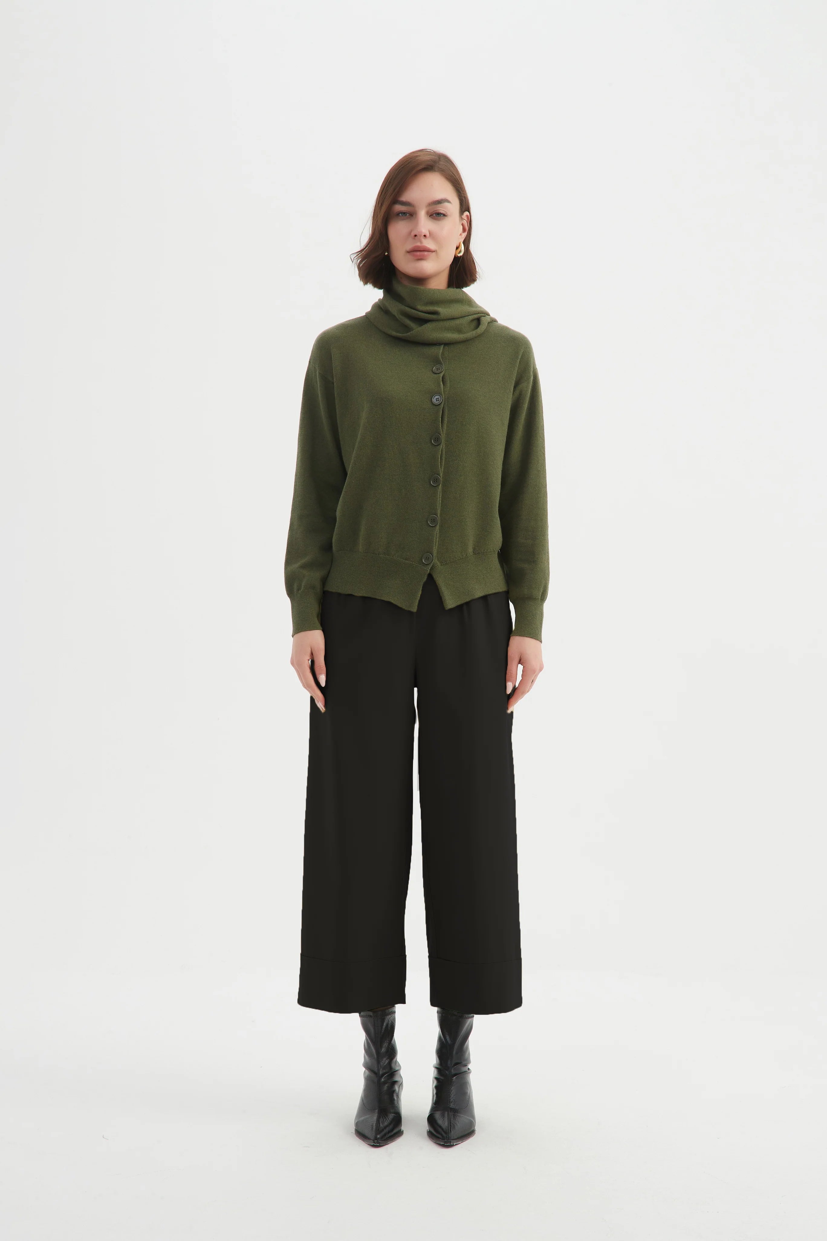 Tirelli Wrap Collar Cardigan-Cardigan-White finn
