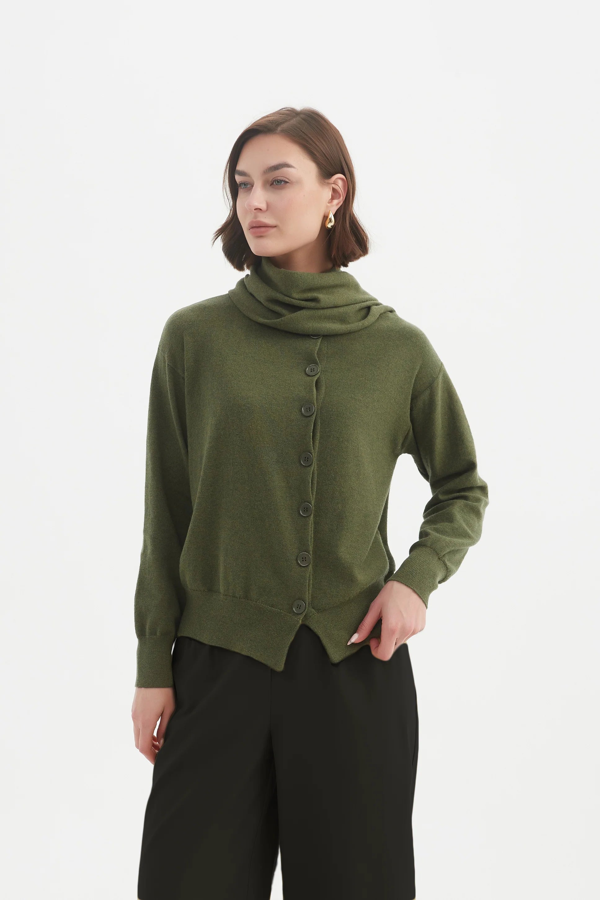 Tirelli Wrap Collar Cardigan-Cardigan-White finn