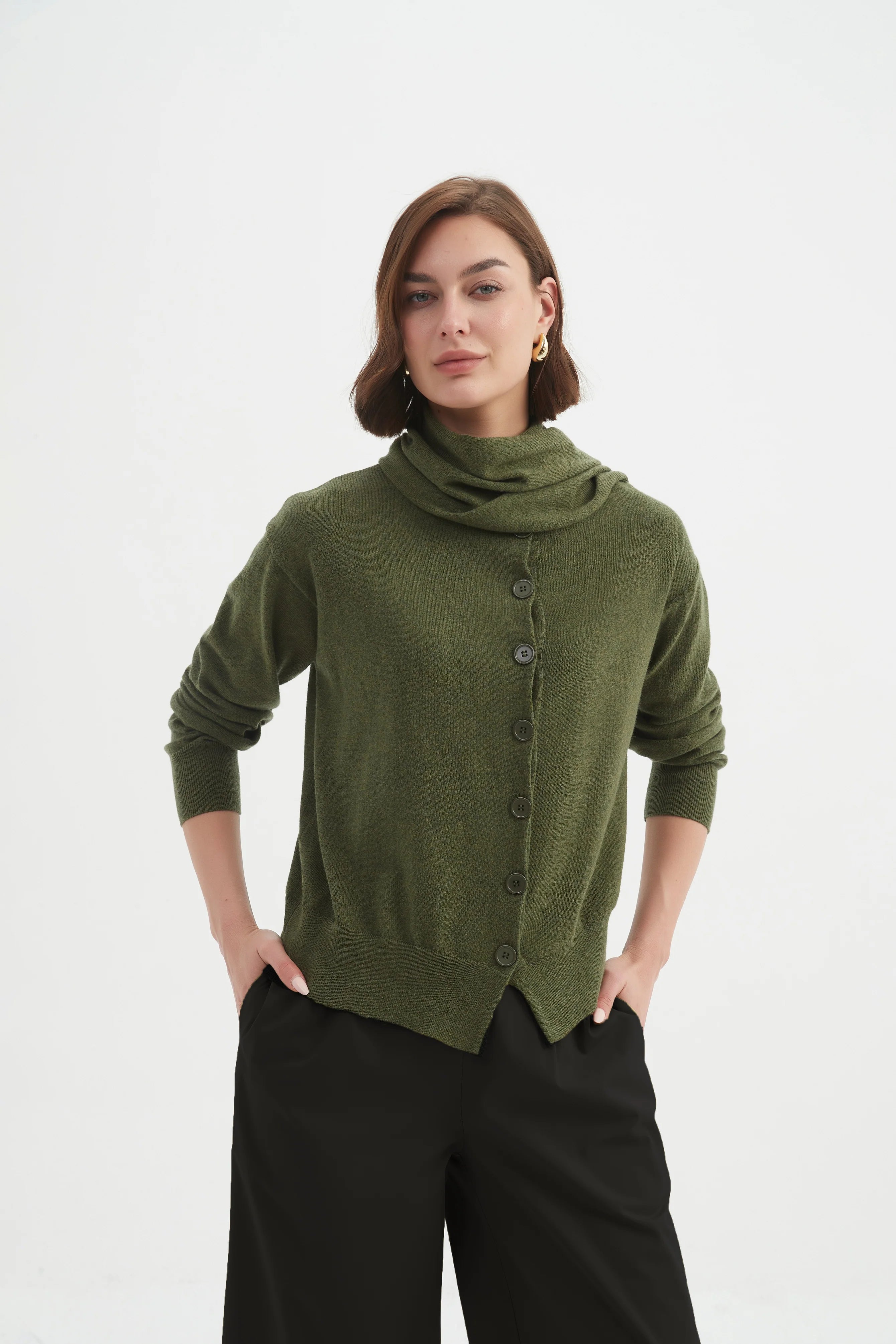 Tirelli Wrap Collar Cardigan-Cardigan-White finn